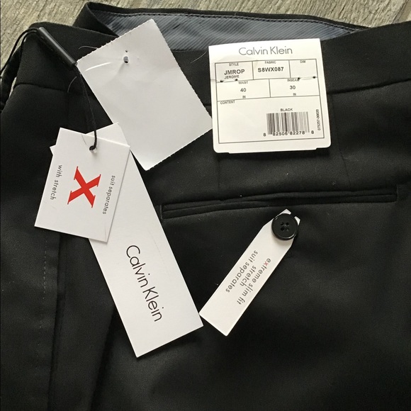 NWT Calvin Klein Men’s Dress Pants 40 x 30 Black - Picture 2 of 5